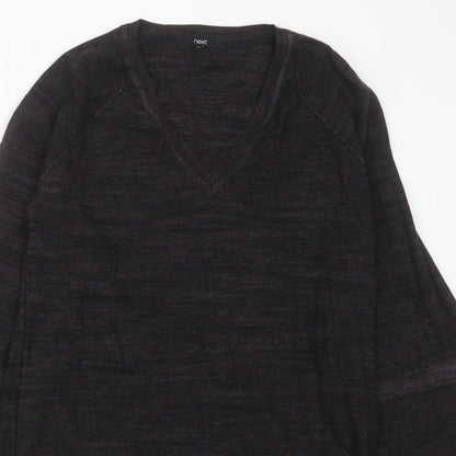 NEXT Womens Grey  Cotton Jumper Dress  Size 12  V-Neck Pullover