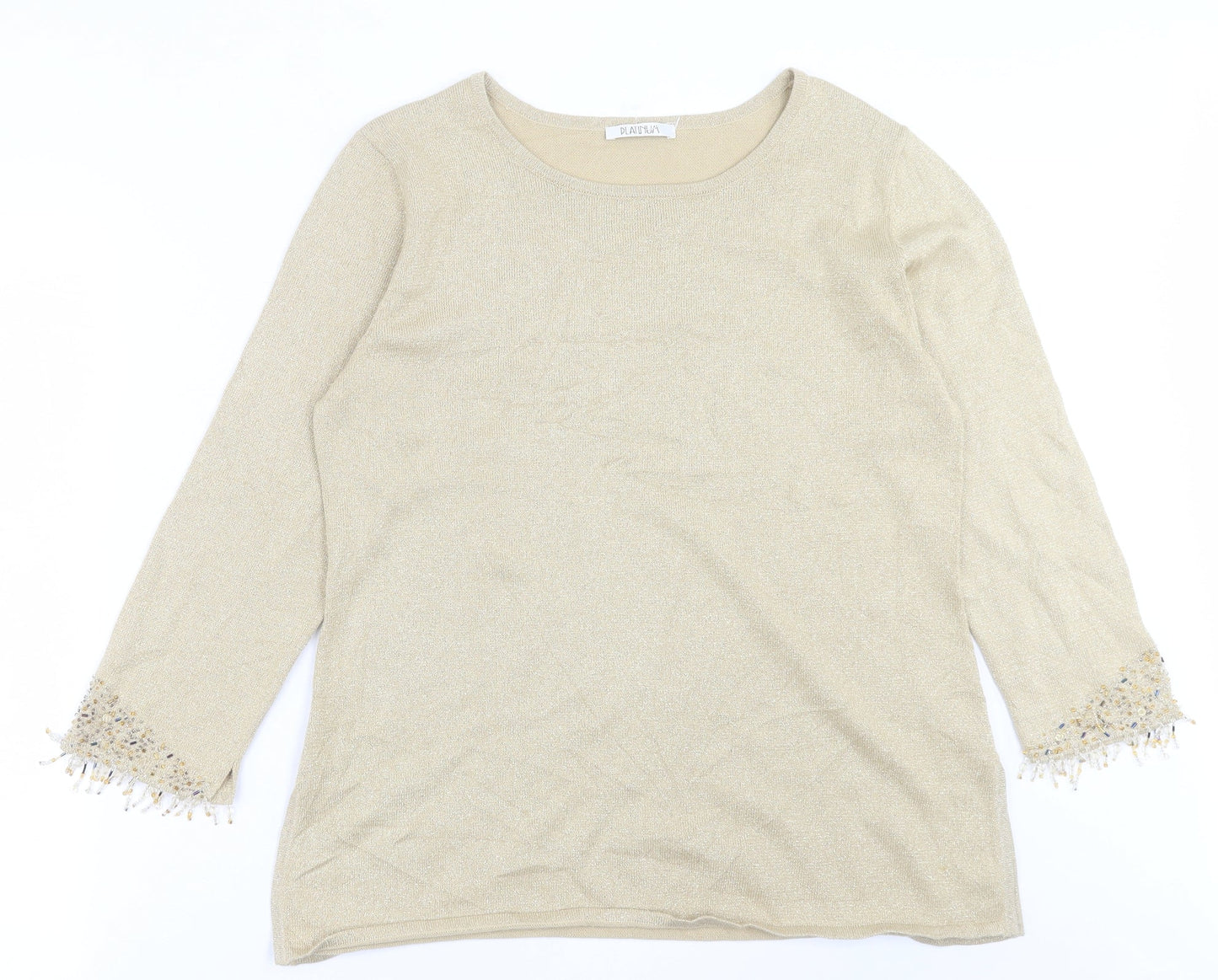 Womens UK Size M Platinum Gold Pullover Jumper