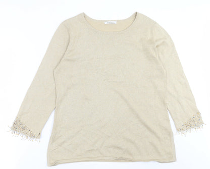 Womens UK Size M Platinum Gold Pullover Jumper