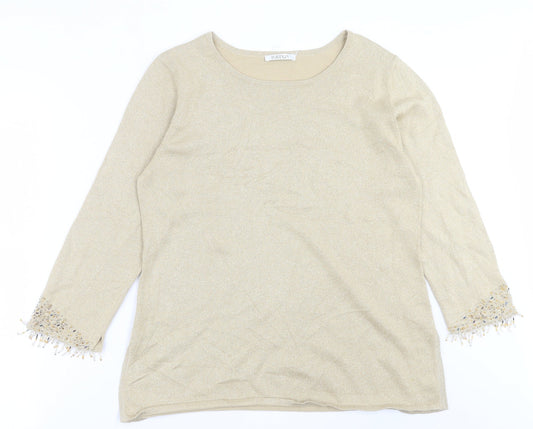 Womens UK Size M Platinum Gold Pullover Jumper