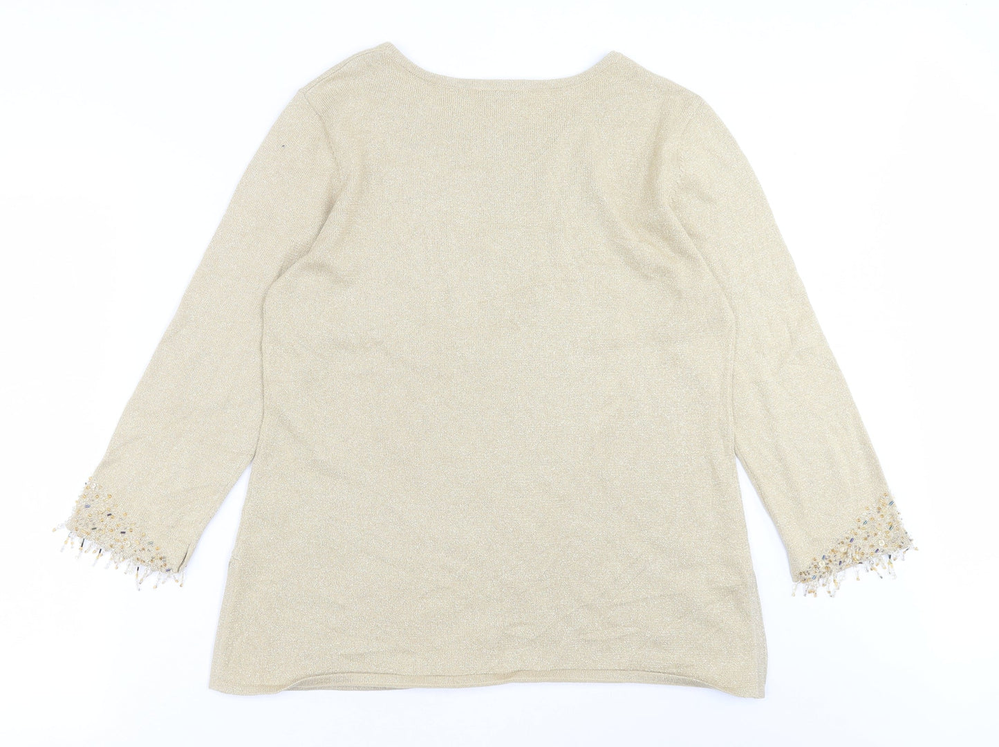 Womens UK Size M Platinum Gold Pullover Jumper