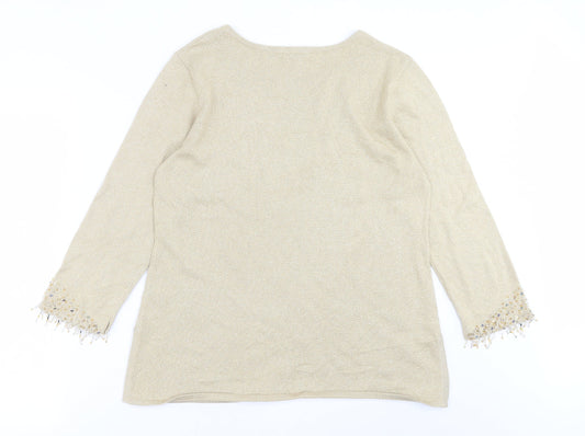 Womens UK Size M Platinum Gold Pullover Jumper
