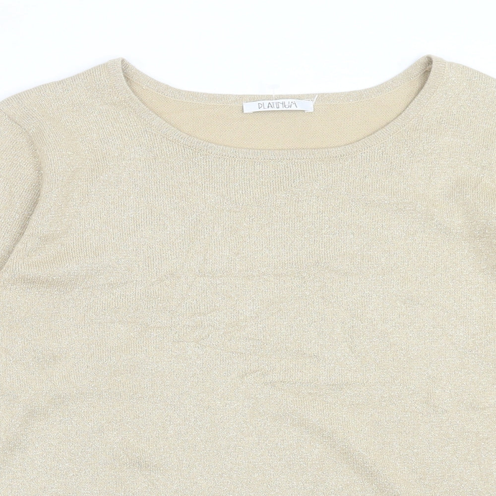 Womens UK Size M Platinum Gold Pullover Jumper