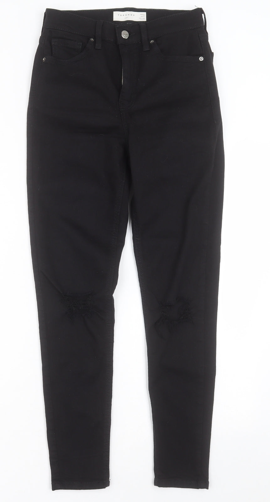 Topshop Womens Black  Cotton Skinny Jeans Size 26 in L30 in Regular Button