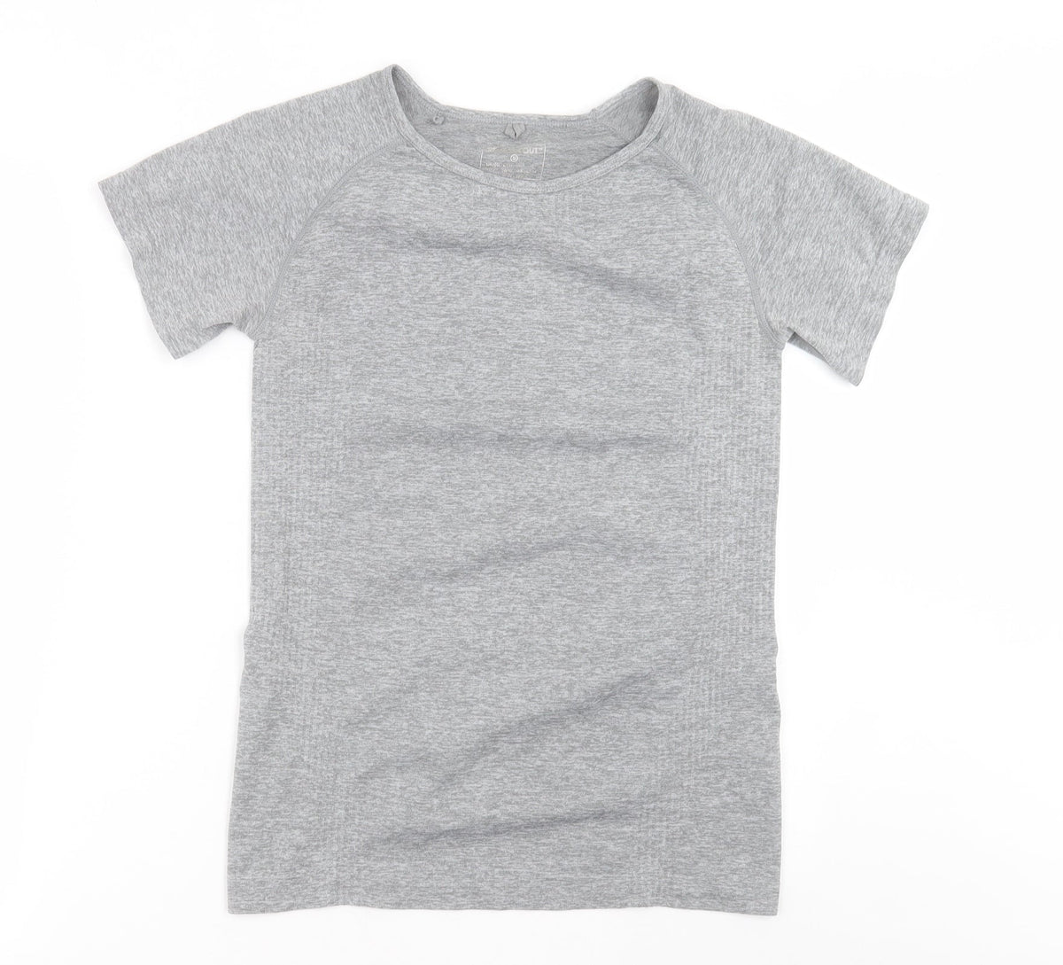 Additional front view of Work Out women’s grey polyester basic t-shirt, size S, crew neck pullover