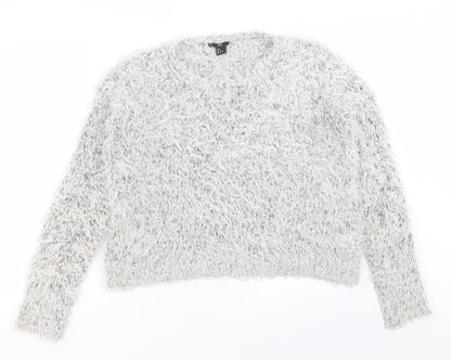 H&M Womens Grey Crew Neck  Acrylic Pullover Jumper Size S