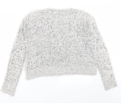 H&M Womens Grey Crew Neck  Acrylic Pullover Jumper Size S