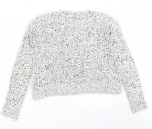 H&M Womens Grey Crew Neck  Acrylic Pullover Jumper Size S