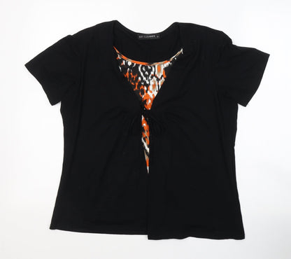 Womens UK Size 14 JUST ELEGANCE Black Basic T-Shirt