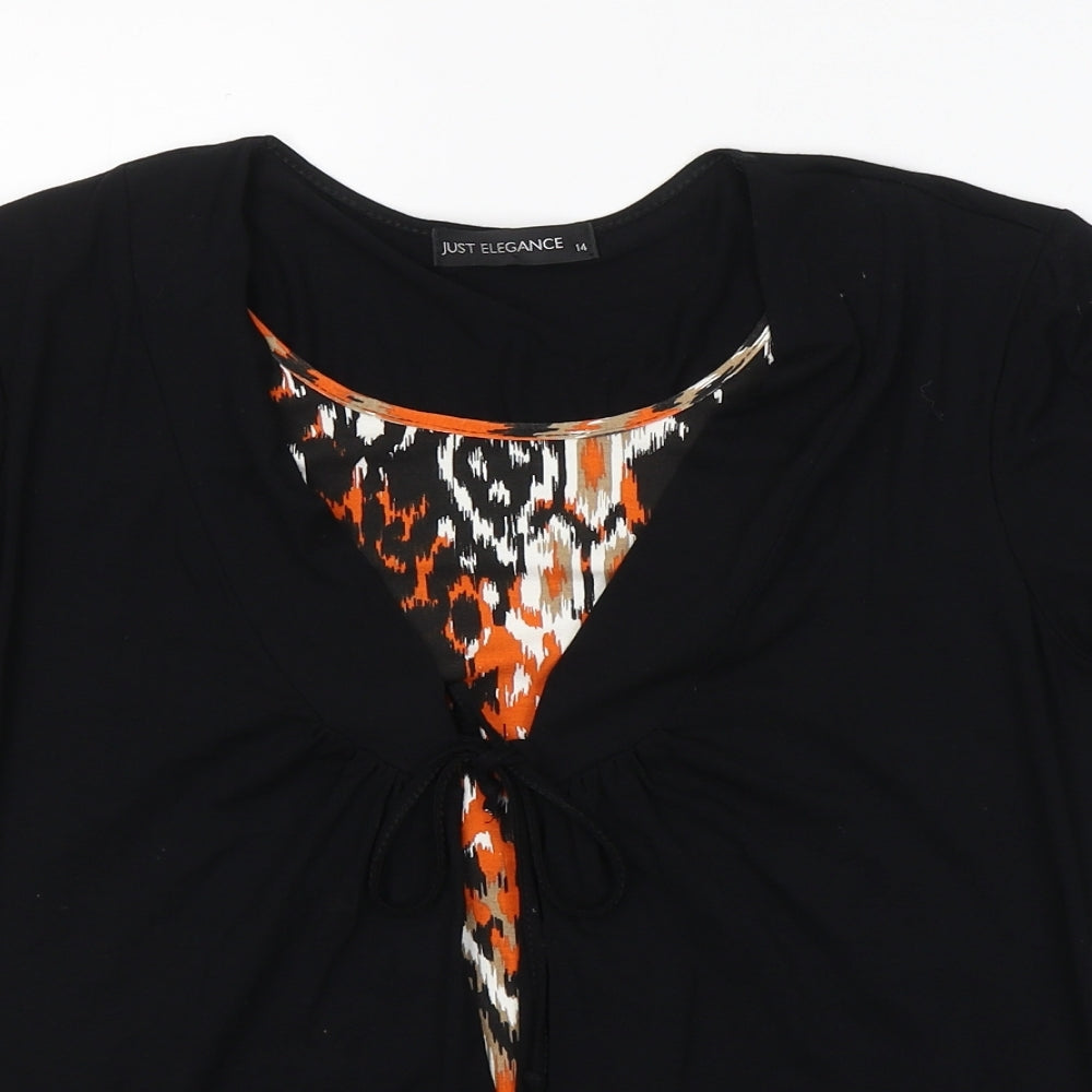 Womens UK Size 14 JUST ELEGANCE Black Basic T-Shirt