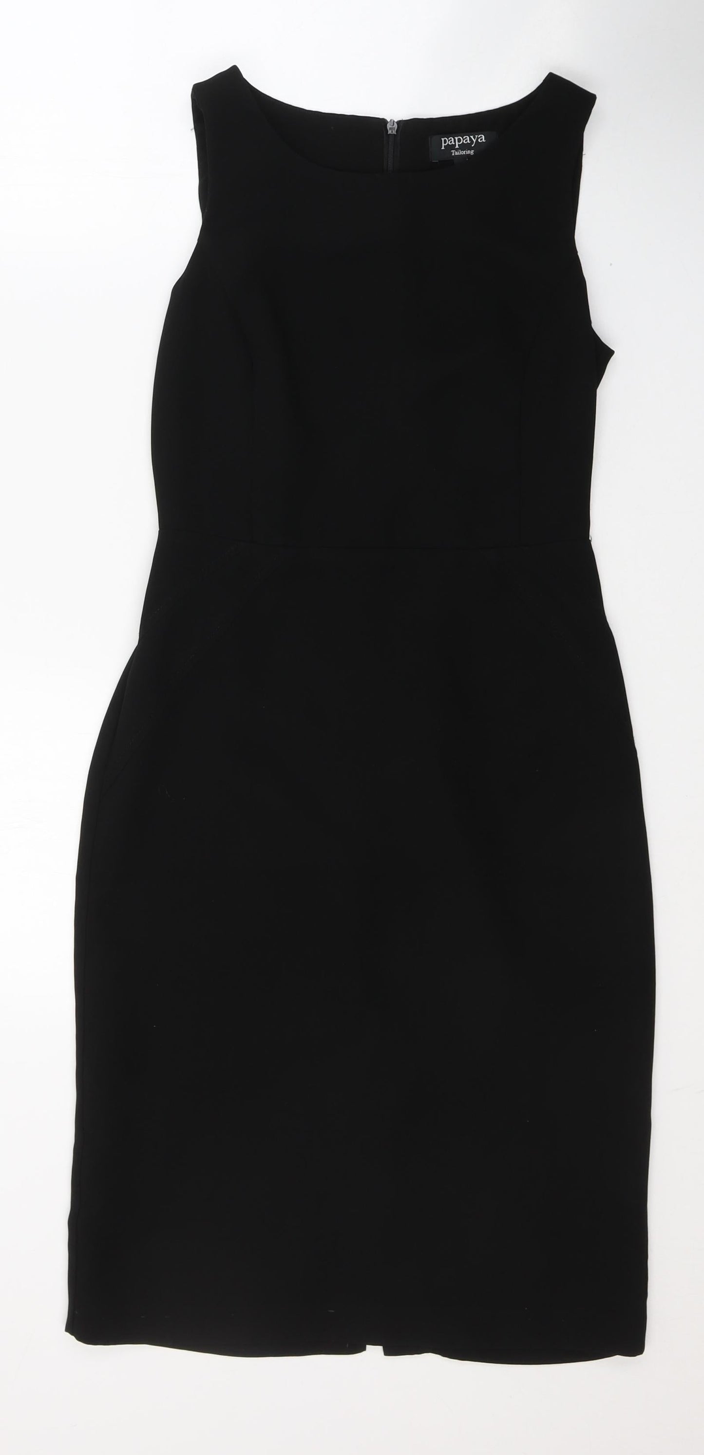 Papaya Womens Black  Polyester Pencil Dress  Size 8  Round Neck Zip