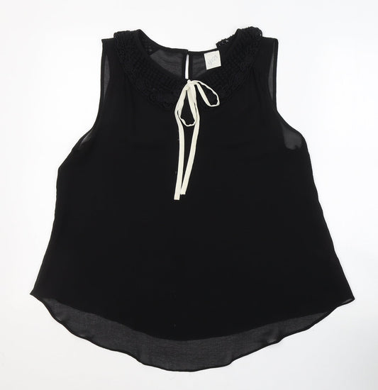 George Womens Black  Polyester Basic Tank Size 14 Round Neck