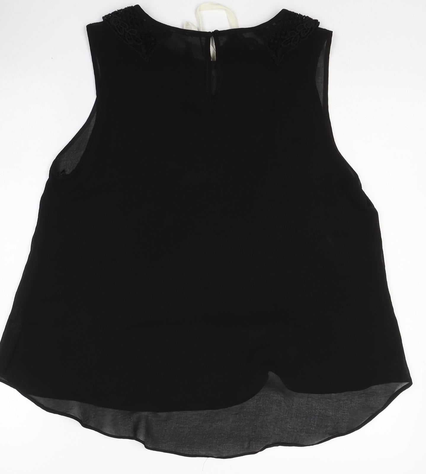 George Womens Black  Polyester Basic Tank Size 14 Round Neck