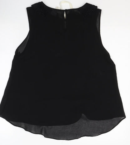 George Womens Black  Polyester Basic Tank Size 14 Round Neck