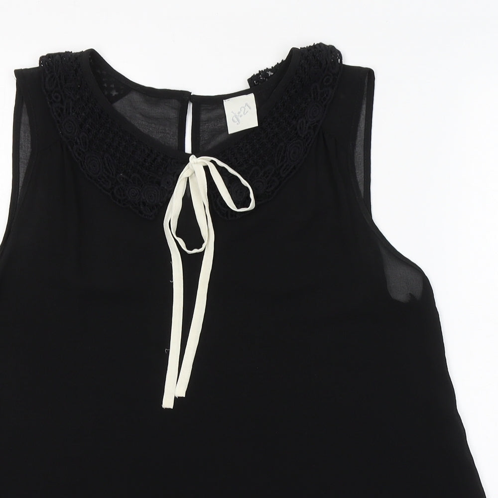 George Womens Black  Polyester Basic Tank Size 14 Round Neck