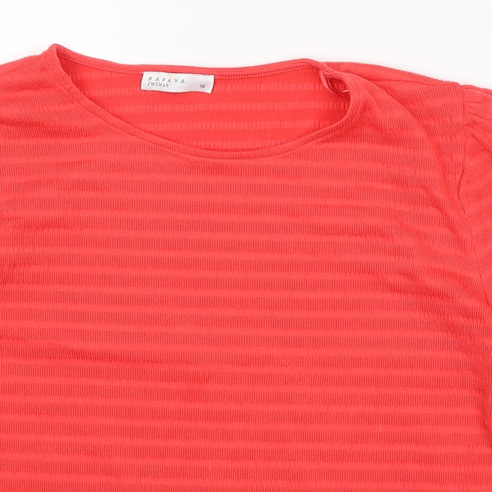 Papaya Womens Red  Polyester Jersey T-Shirt Size 16 Round Neck