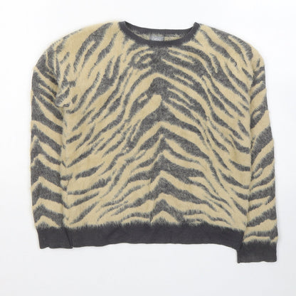 NEXT Girls Beige Round Neck Animal Print Nylon Pullover Jumper Size 8 Years  Pullover