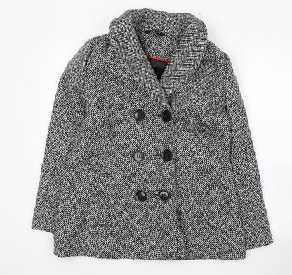 Classics Womens White Striped  Pea Coat Coat Size 12  Button