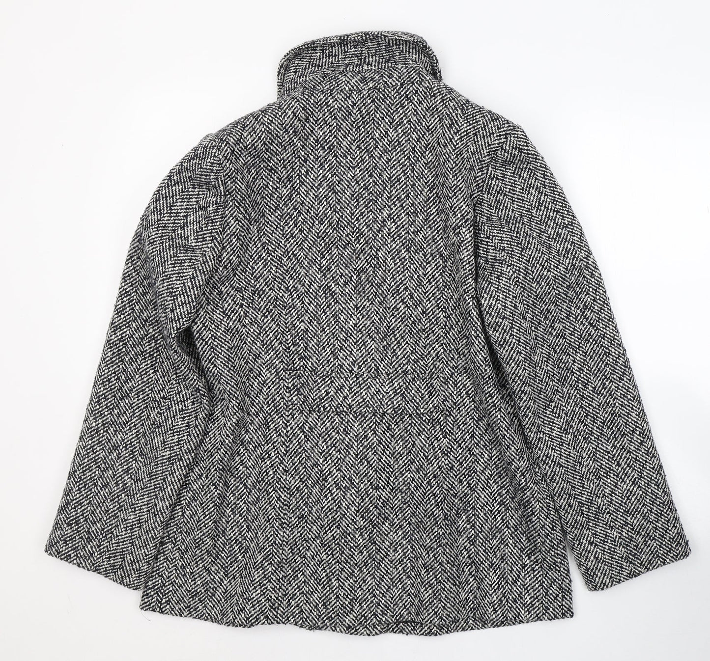 Classics Womens White Striped  Pea Coat Coat Size 12  Button