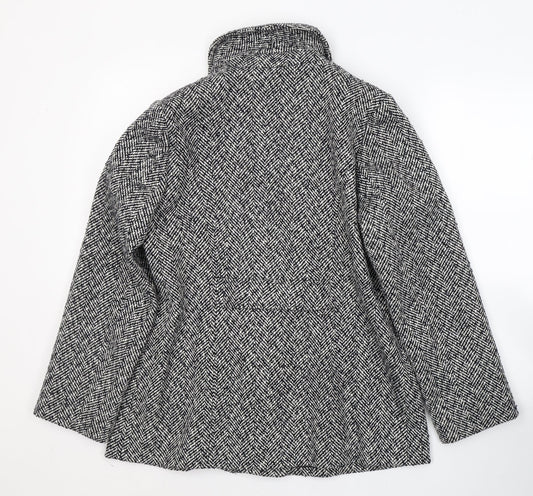 Classics Womens White Striped  Pea Coat Coat Size 12  Button