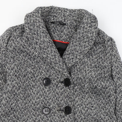 Classics Womens White Striped  Pea Coat Coat Size 12  Button