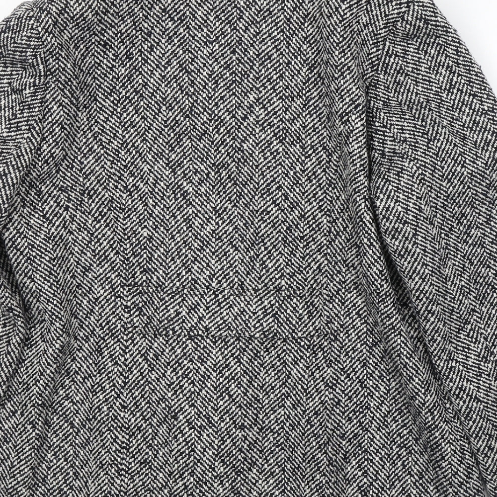 Classics Womens White Striped  Pea Coat Coat Size 12  Button