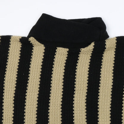Pia Rossini Womens Black Roll Neck Striped Acrylic Cape Jumper One Size