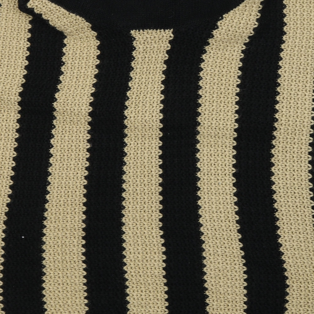 Pia Rossini Womens Black Roll Neck Striped Acrylic Cape Jumper One Size