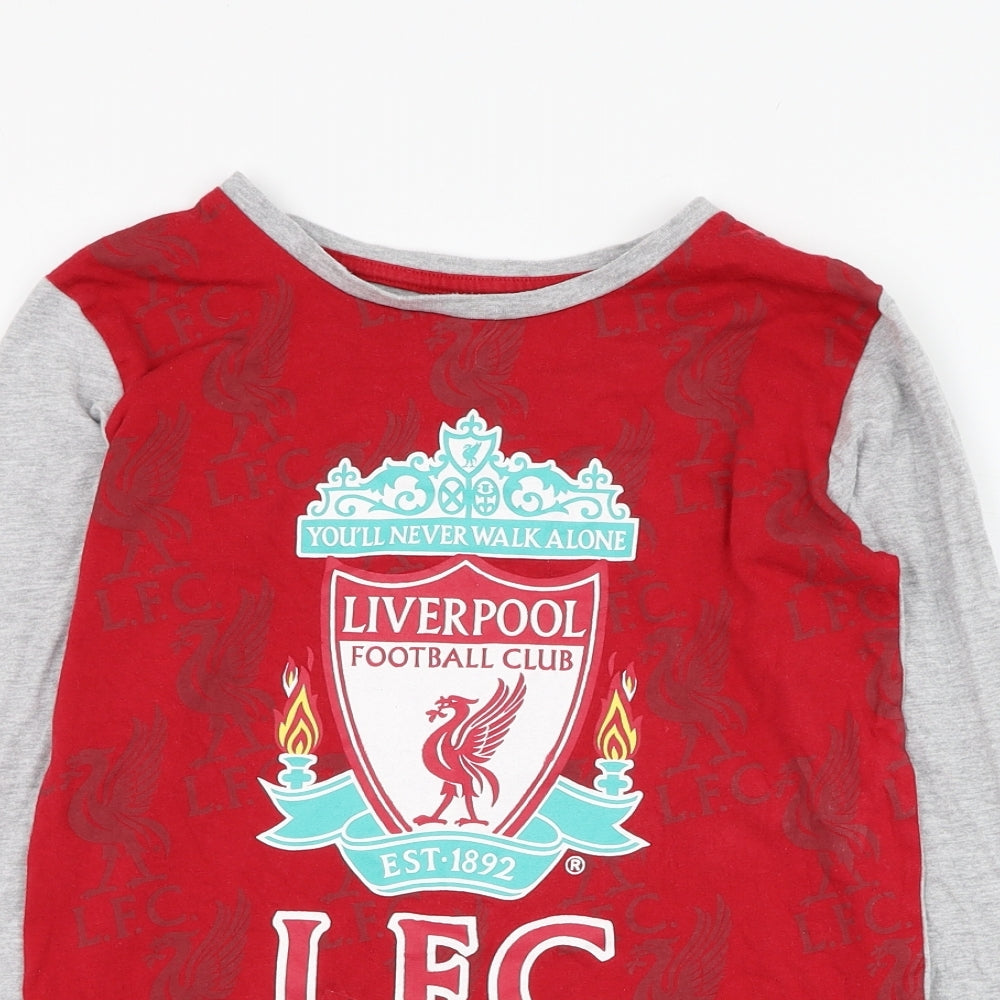Dunnes Stores Boys Red  Cotton Basic T-Shirt Size 9-10 Years Round Neck Pullover - Liverpool Football Club