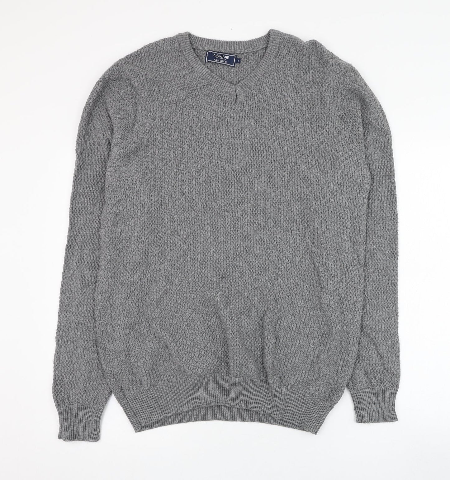 Debenhams Mens Grey V-Neck  Cotton Pullover Jumper Size S