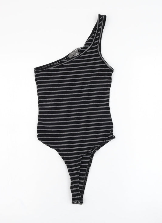 Primark Womens Black Striped Cotton Bodysuit One-Piece Size 4  Hook & Loop