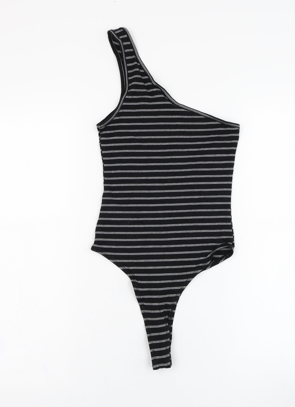 Primark Womens Black Striped Cotton Bodysuit One-Piece Size 4  Hook & Loop