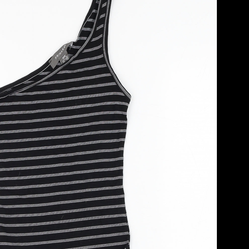 Primark Womens Black Striped Cotton Bodysuit One-Piece Size 4  Hook & Loop