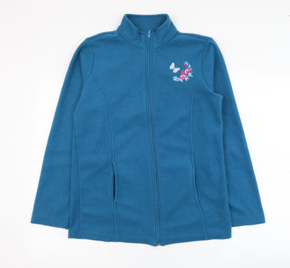 Additional front view of Alison Vallee women’s blue polyester pullover sweatshirt, size S, zip - fleece