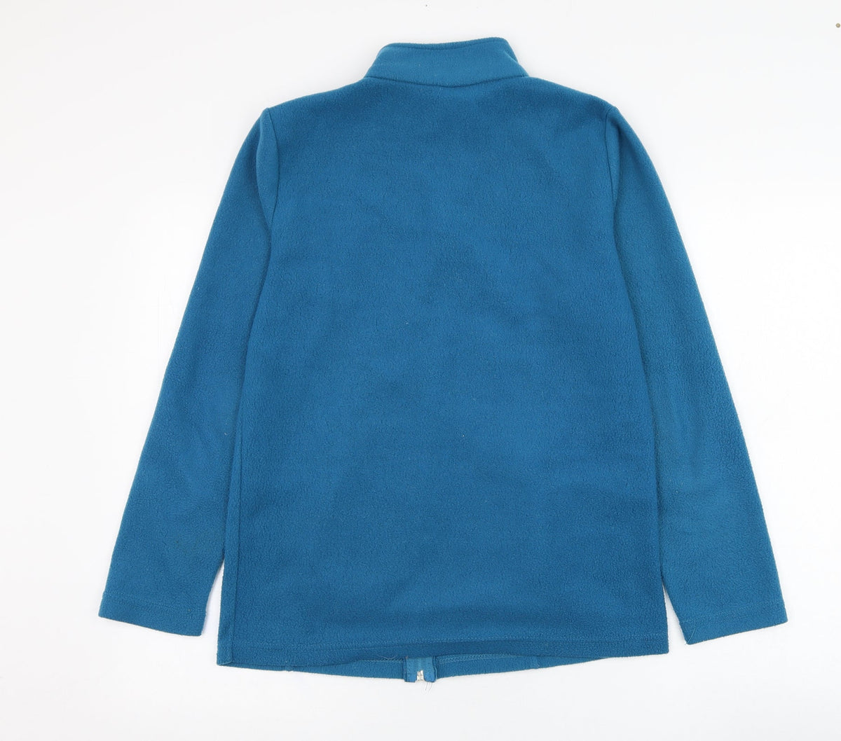 Back view of Alison Vallee women’s blue polyester pullover sweatshirt, size S, zip - fleece