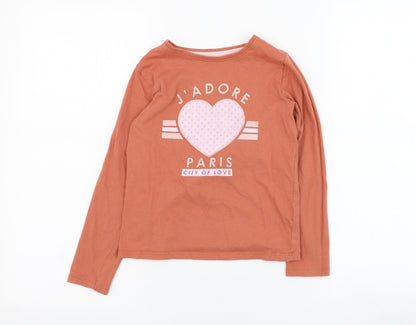 Primark Girls Orange  Cotton Basic T-Shirt Size 7-8 Years Off the Shoulder Pullover - J'adore