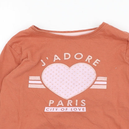 Primark Girls Orange  Cotton Basic T-Shirt Size 7-8 Years Off the Shoulder Pullover - J'adore