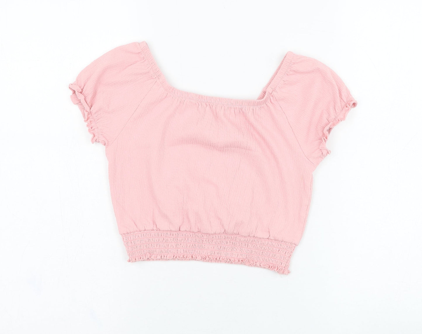 George Girls Pink  Cotton Basic Blouse Size 7-8 Years Round Neck Pullover