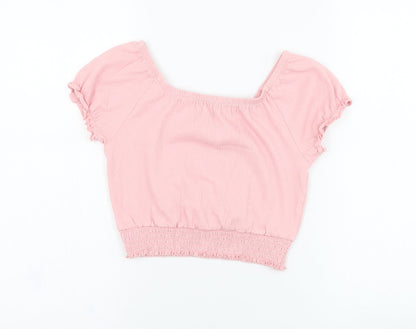 George Girls Pink  Cotton Basic Blouse Size 7-8 Years Round Neck Pullover