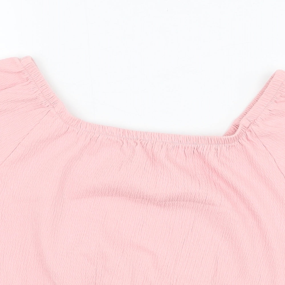 George Girls Pink  Cotton Basic Blouse Size 7-8 Years Round Neck Pullover