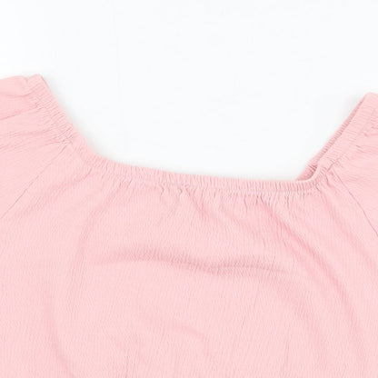 George Girls Pink  Cotton Basic Blouse Size 7-8 Years Round Neck Pullover