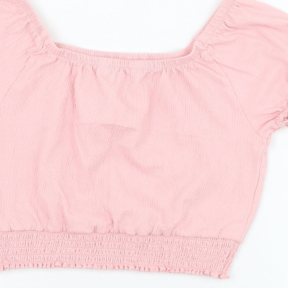 George Girls Pink  Cotton Basic Blouse Size 7-8 Years Round Neck Pullover