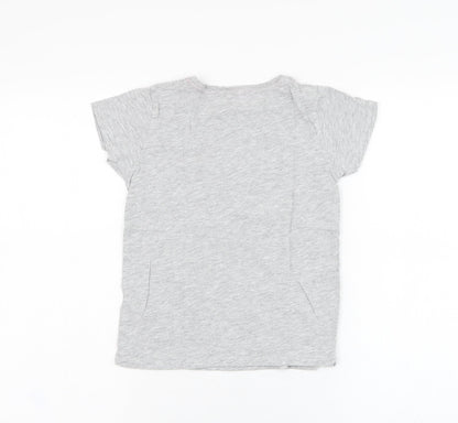 Pep&co Girls Grey  Cotton Basic T-Shirt Size 8-9 Years Round Neck Pullover - Queen of sass