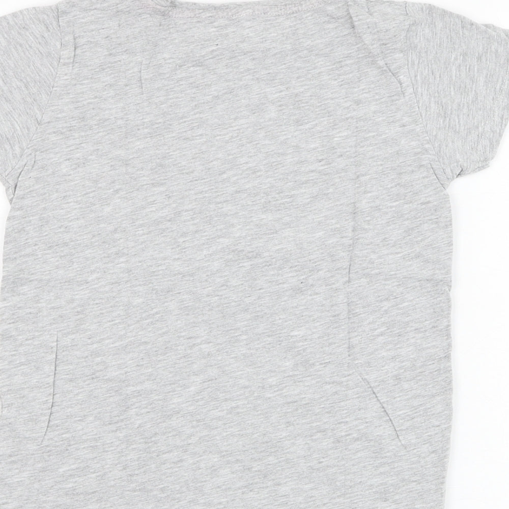 Pep&co Girls Grey  Cotton Basic T-Shirt Size 8-9 Years Round Neck Pullover - Queen of sass