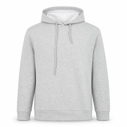 Front view of Stradivarius men’s grey polyester pullover hoodie, size S