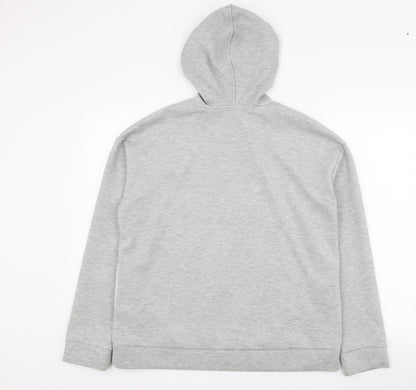 Back view of Stradivarius men’s grey polyester pullover hoodie, size S