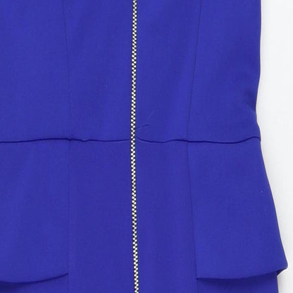 River Island Womens Blue  Polyester Pencil Dress  Size 10  Square Neck Zip