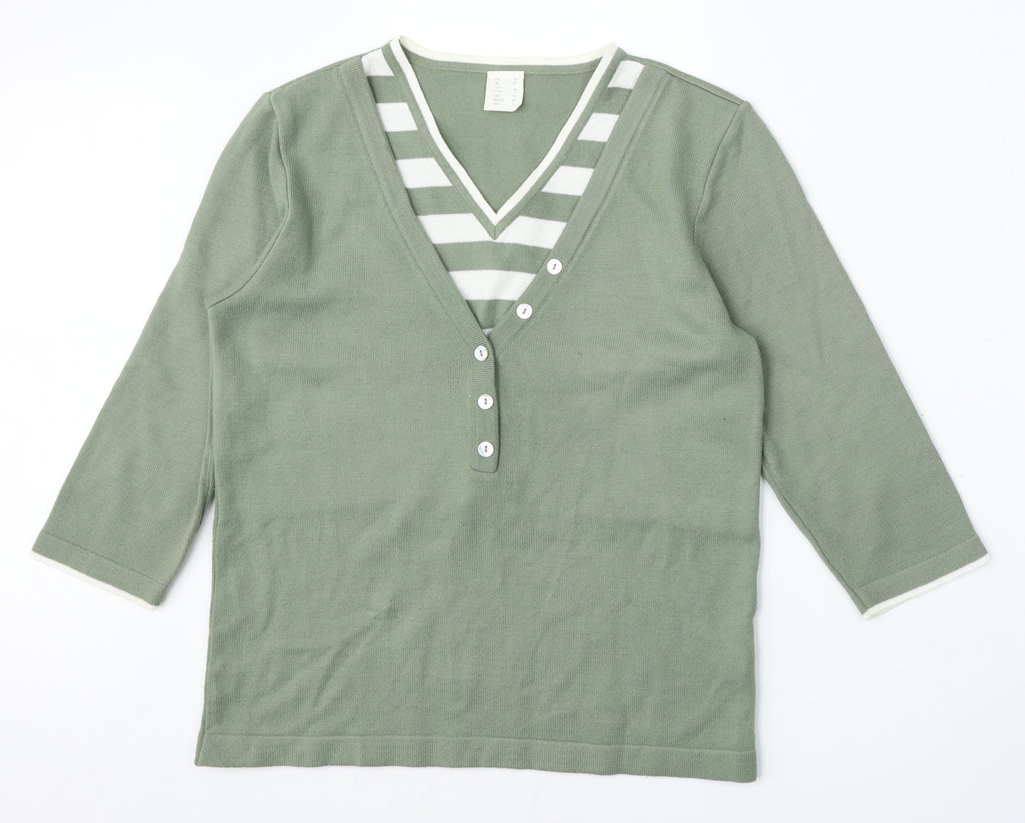 Womens UK Size 10 Preworn Green Cardigan Jumper