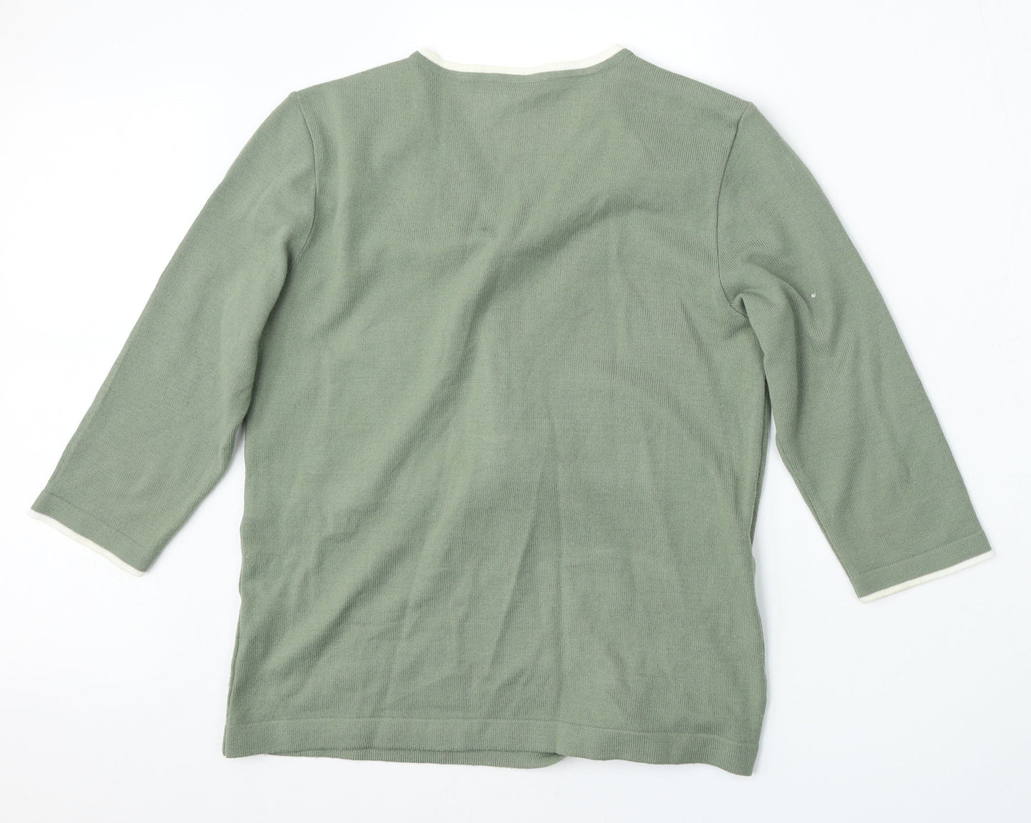 Womens UK Size 10 Preworn Green Cardigan Jumper