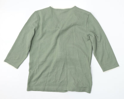 Womens UK Size 10 Preworn Green Cardigan Jumper